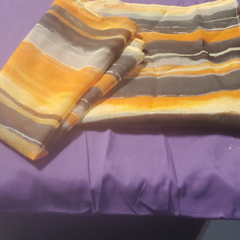 Chico's Striped Orange and Brown Scarf